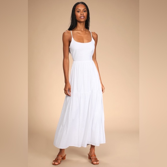 Lulus Dresses & Skirts - White Sleeveless Tie-Back Tiered Maxi Dress